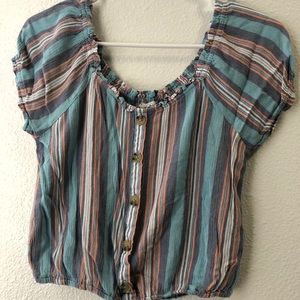 Aeropostale stripped off-the-shoulder crop top
